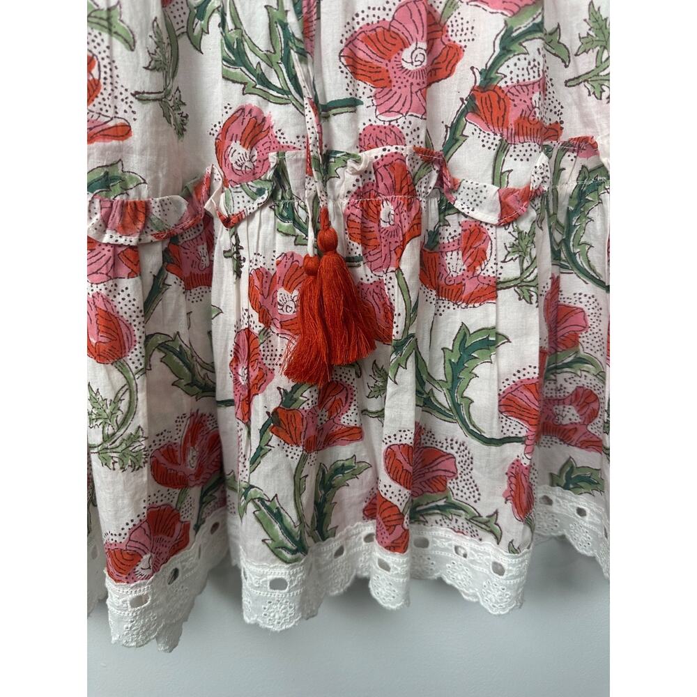 NEW Charlee Boho Floral Dress size XL Lined Pockets Cotton $178 Ruffle A44 - Picture 3 of 9